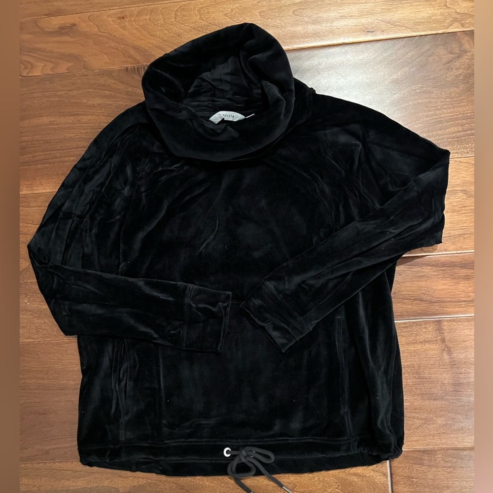 Athleta black velvet cowl sweatshirt size M - euc